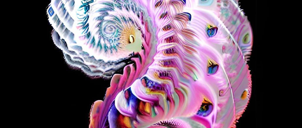 a colorful fram of a seahorse with a spirally pattern