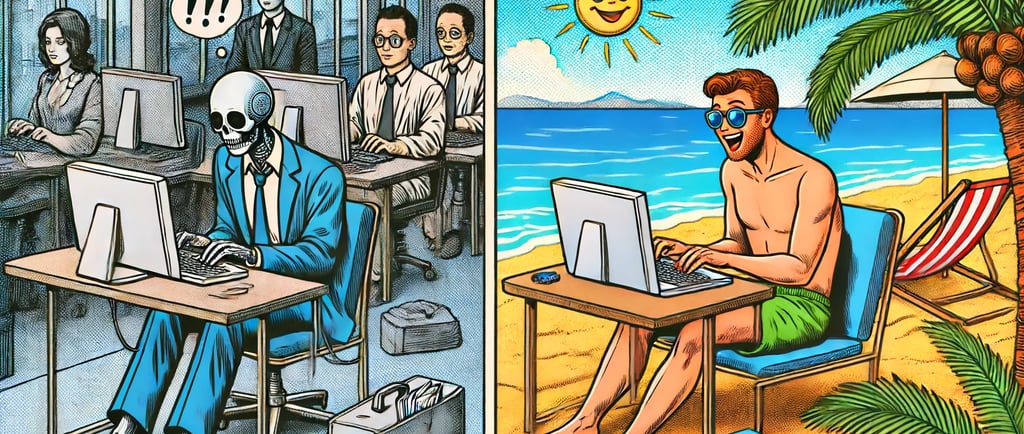 Showing office work vs remote work