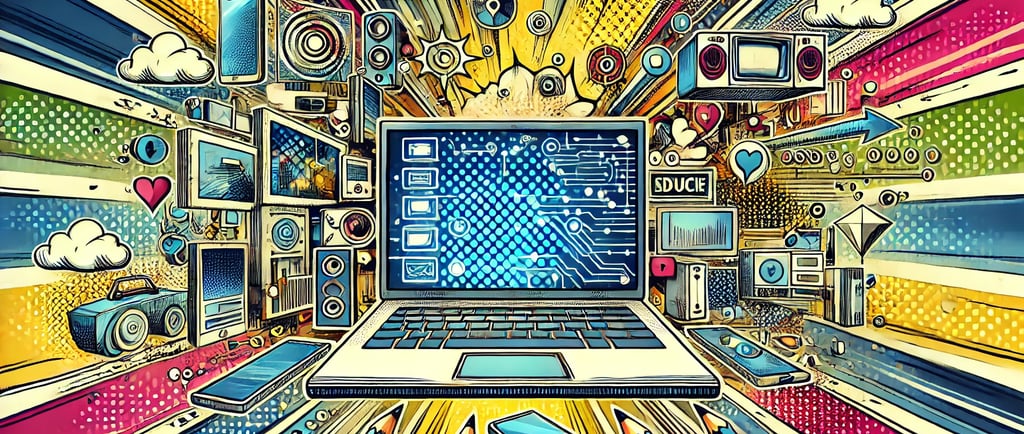 illustration of a futuristic digital interface with interconnected devices