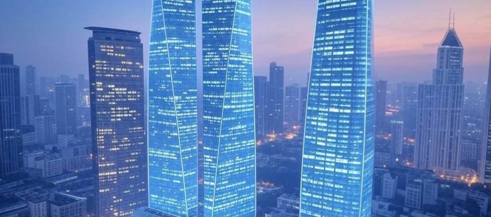 a city skyline view of skyscrapers and skyscrapers