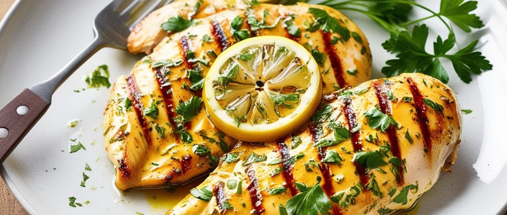 Um deliciosa peito de franco grelhado com ervas, nutritivo para saude e bem-estar para o dia a dia