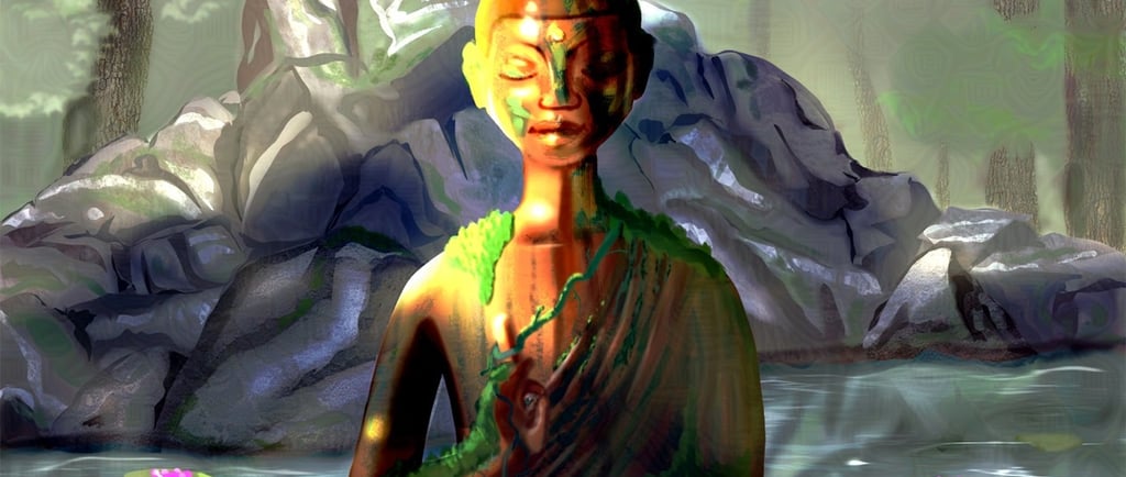 Buddha statue in zen garden