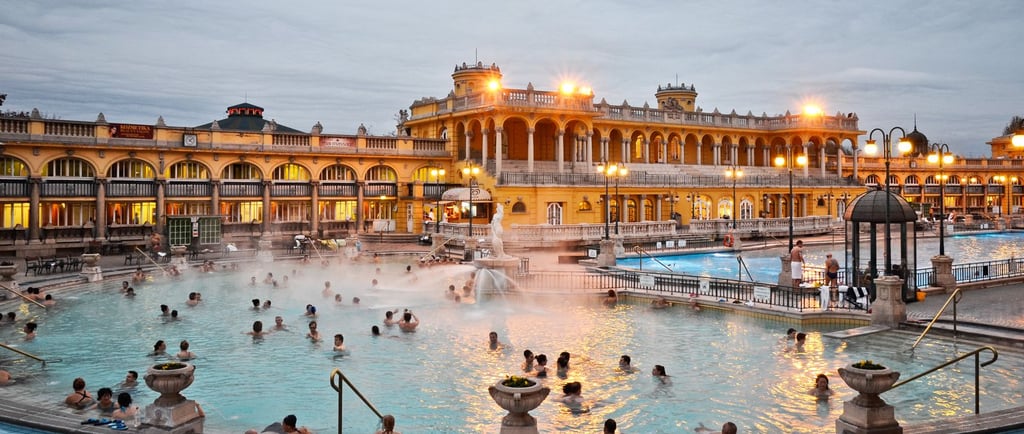 a large pool with people in it