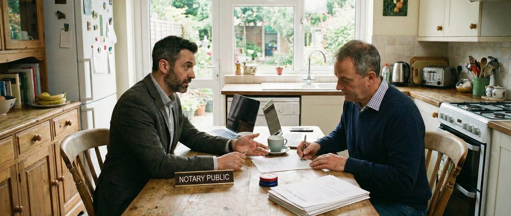 Mobile notary visiting a client at home in Middlesex County Massachusetts