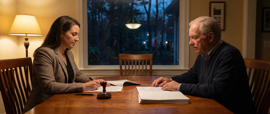 24/7 mobile notary public performing a nighttime notarization in Massachusetts