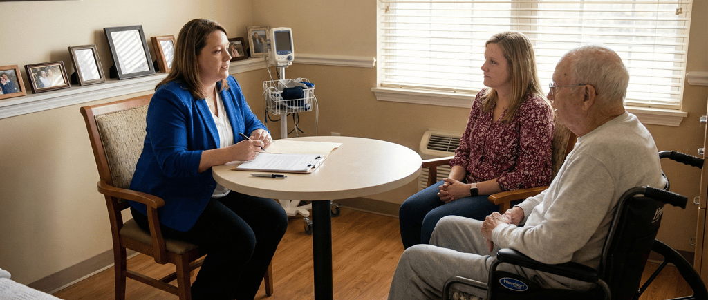 Mobile notary appointment at CareOne at Newton Massachusetts