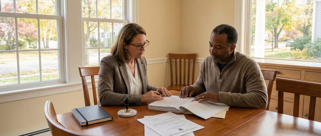 Mobile notary public conducting a notarization appointment in Massachusetts