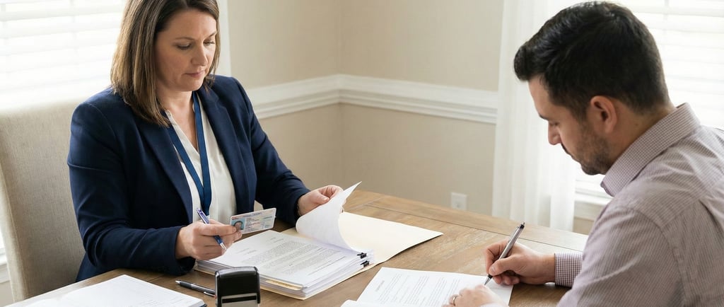 Local mobile notary public meeting a client for document signing in Massachusetts