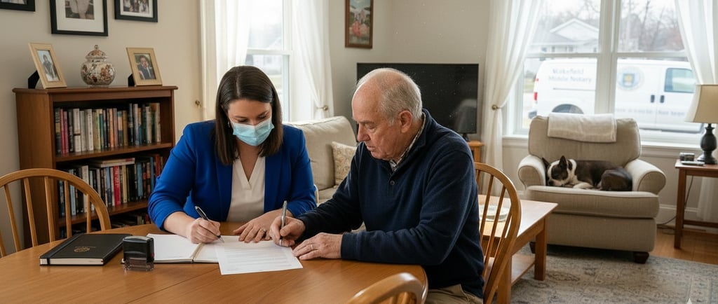 Mobile notary visiting a home in Massachusetts for notarization