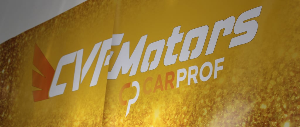 a large sign that says,'cv motors for the car