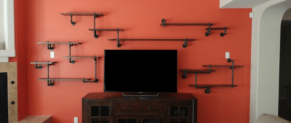 Iron pipe industrial shelving