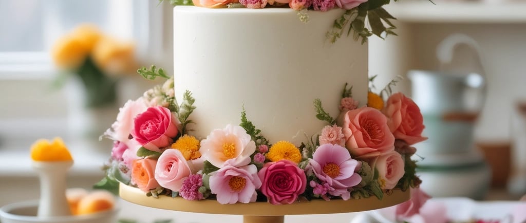decorating a cake with flowers