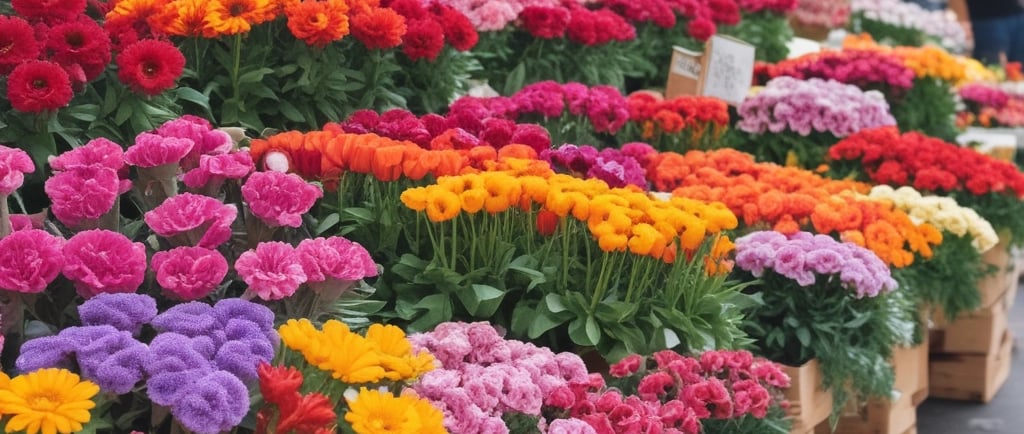 colorful bouquets selling at the farmers' market