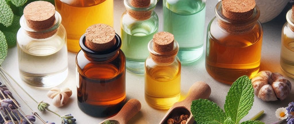 various colored liquids in glass jars
