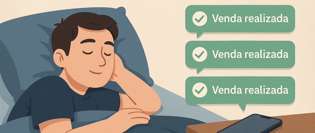 Infográfico-pessoa-dormindo-enquanto-notificações-vendas-aparecem-celular-representando-vendas-autom