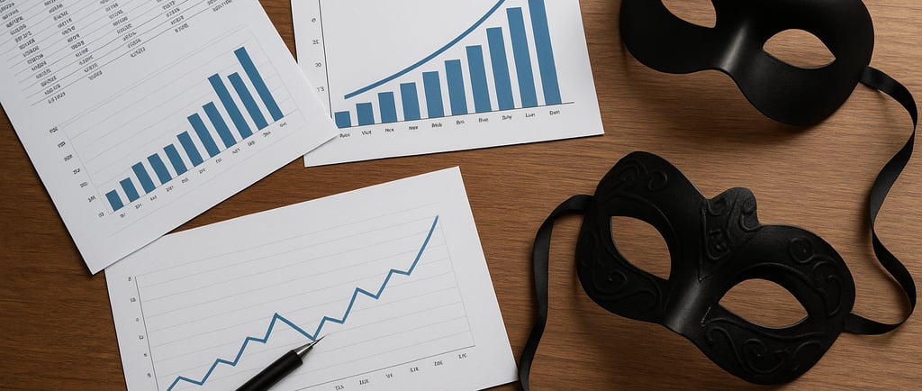 mesa-executiva-vista-de-cima-relatórios-financeiros-gráficos-crescimento-máscaras-elegantes-espalhad