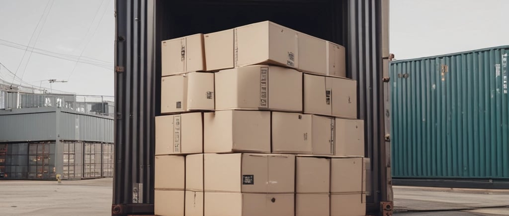 a truck with a large amount of boxes in the back of it