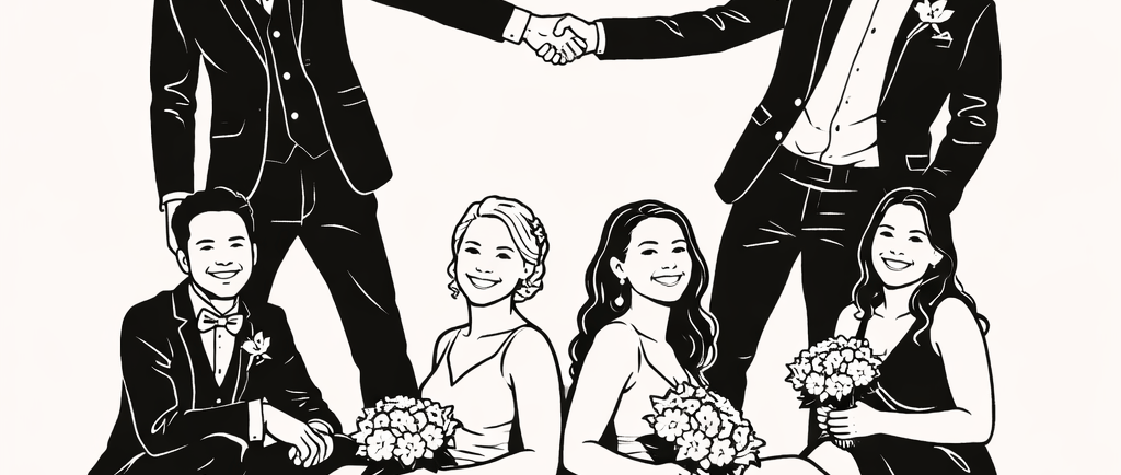 Illustration de pose amusante pour animation photo mariage