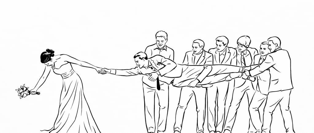 Illustration de pose amusante pour animation photo mariage