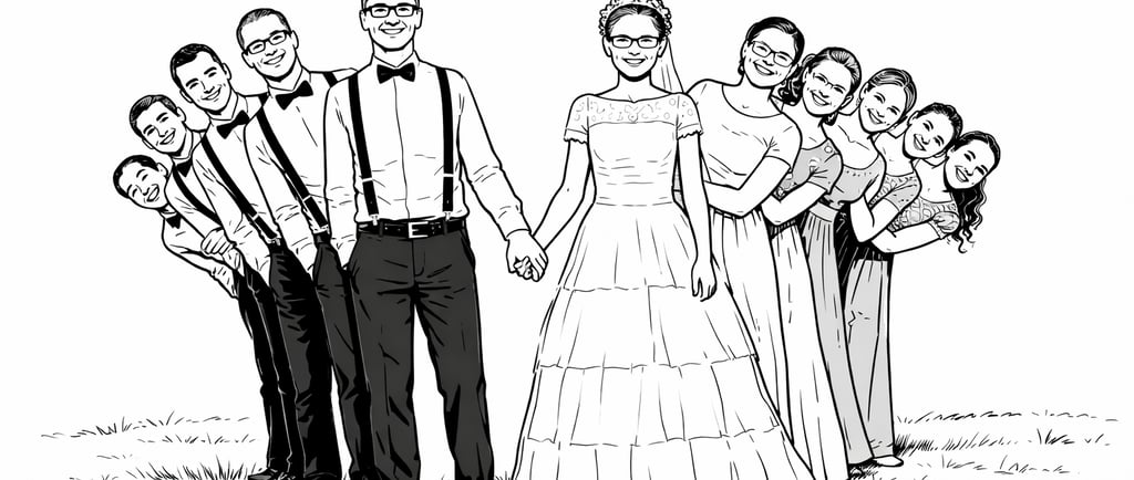 Illustration de pose amusante pour animation photo mariage