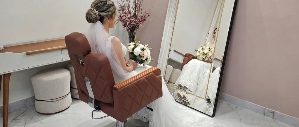 Suíte da Noiva ampla e exclusiva para preparação de casamento no We Hall Beauty em Bauru.