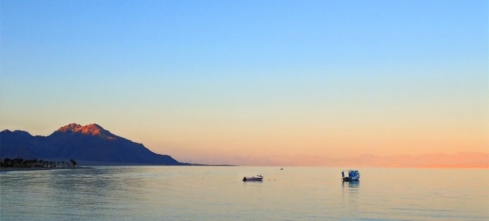 Bedouin star sunset sea view from the beach in Egypt