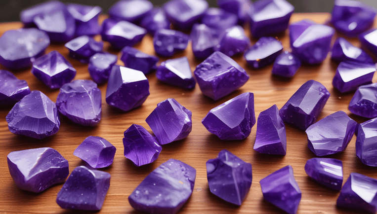 Amethyst Crystals on wooden table