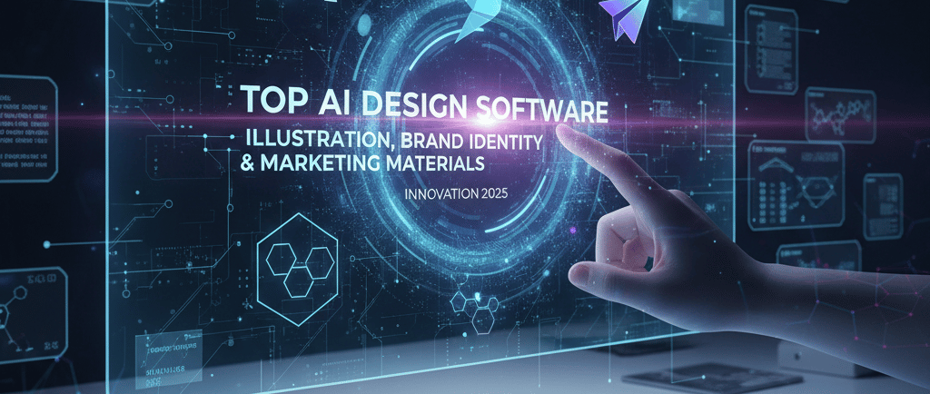 Illustration representing AI design tools for logos, flyers, and branding in 2025