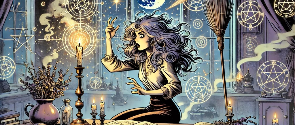 a woman sitting at a table with a candle and candles