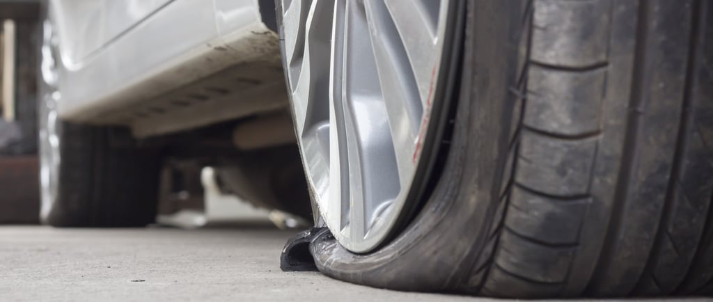 a car with a flat tire