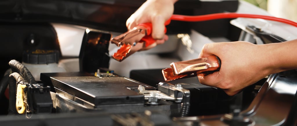 a person is holding a battery and a jump up in the air