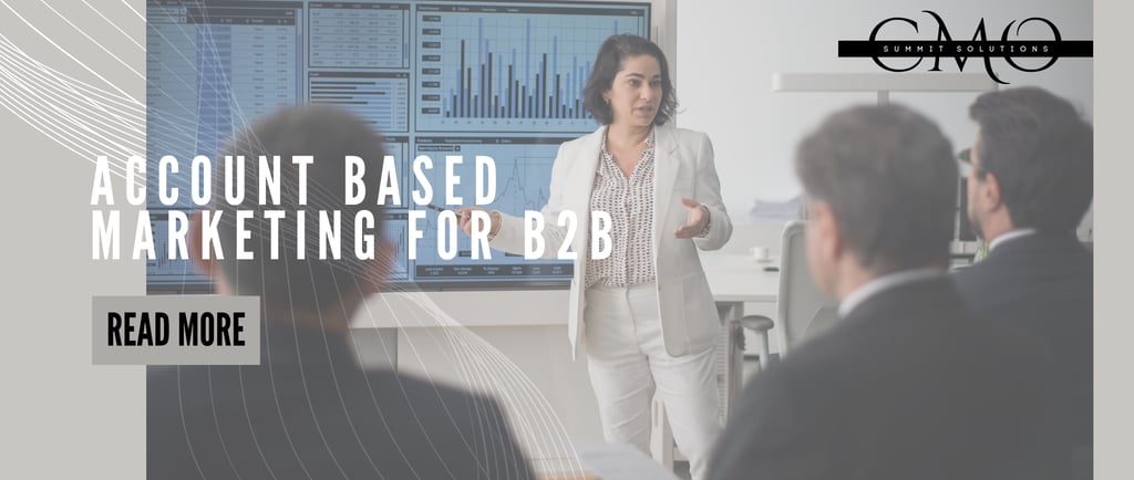 account based marketing for B2B woman standing in front of her peers presenting business data