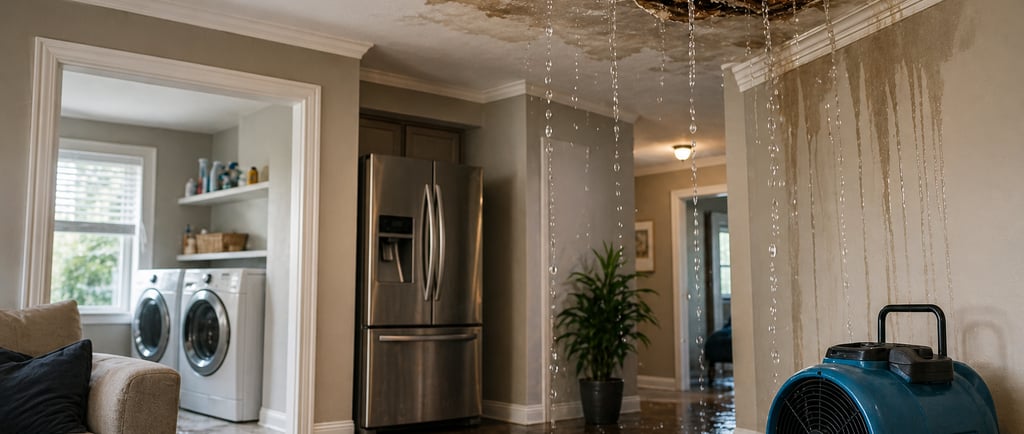 Ceiling water leak causing interior damage in Pflugerville, Texas home