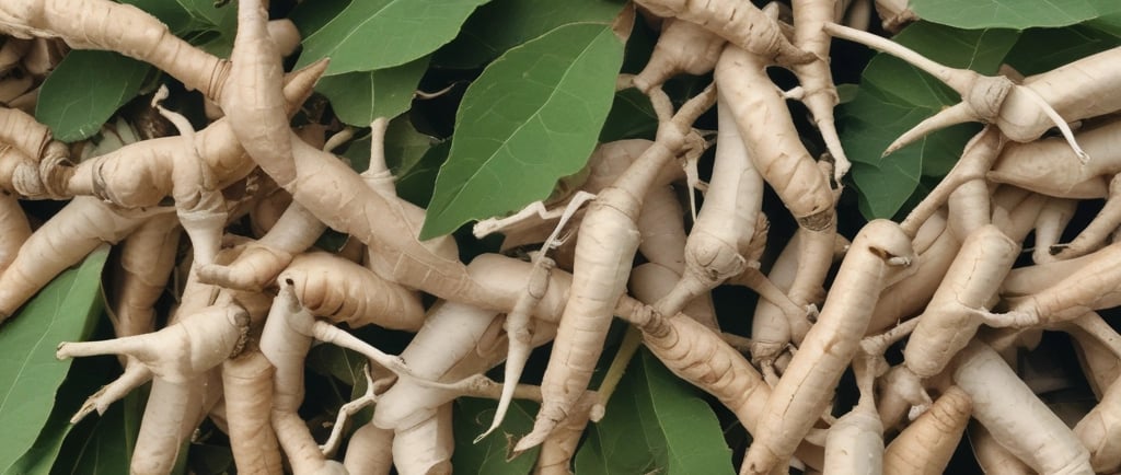 raízes da planta medicinal ashwagandha