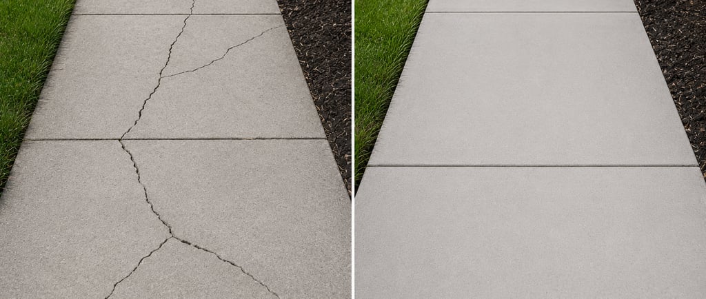 Cracked Walkway vs non Cracked walkway