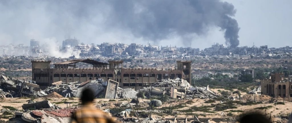 a group of people standing in front of a building