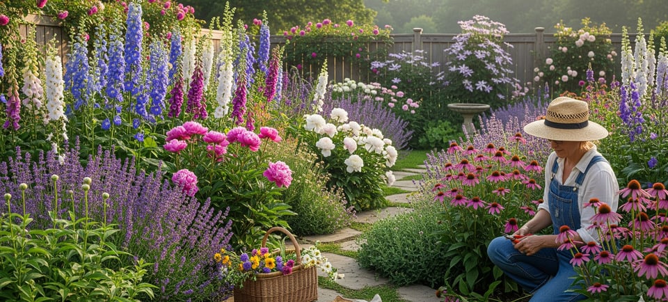 woman gardening in pernnials garden