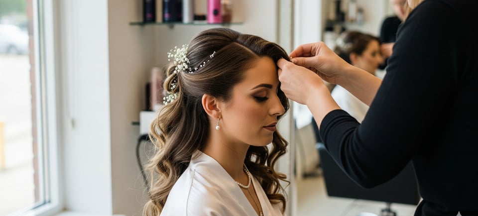 women with wedding hair stylist