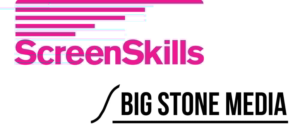 the screenskills logo and the big stone media logo