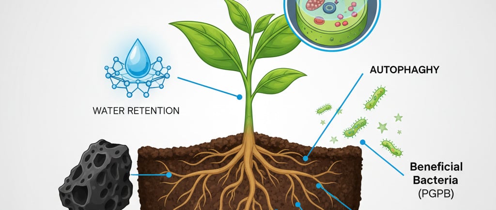 Conceptual infographic: Show a plant with its roots in the soil.