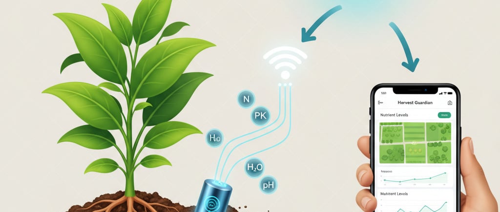 Create an infographic-style illustration showing a smart farming concept for horticulture. 