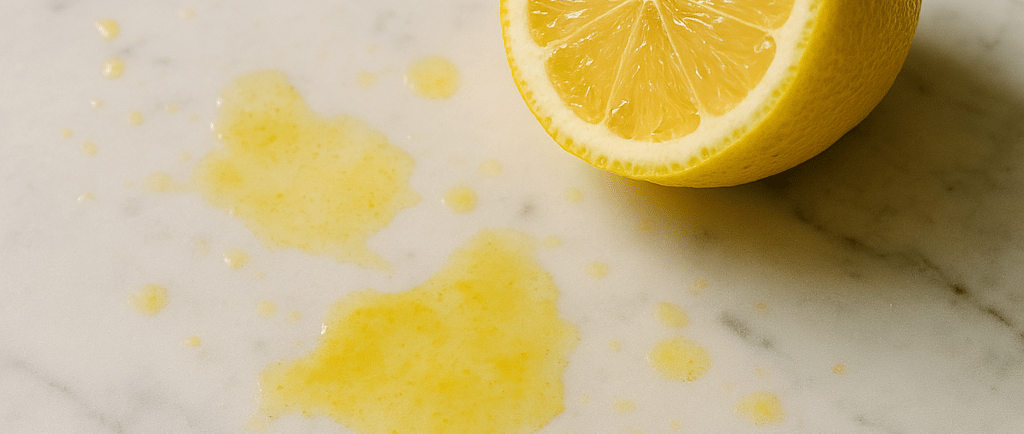 macchie di limone su marmo