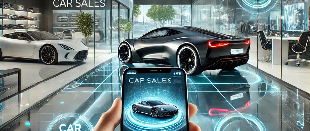 a person holding a cell phone in front of a car