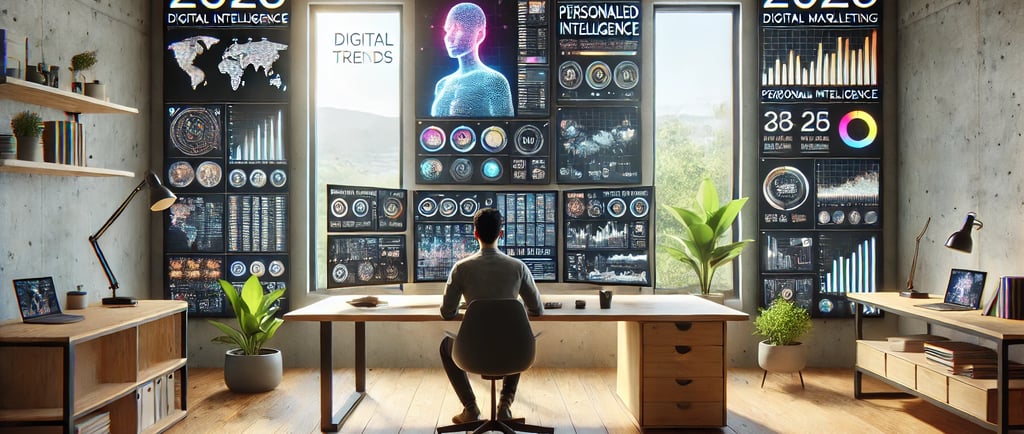 a person sitting at a desk with a computer monitor and a desk