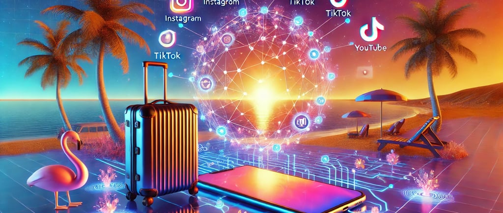 a suitcase with a suitcase and a phone vacaciones con ia