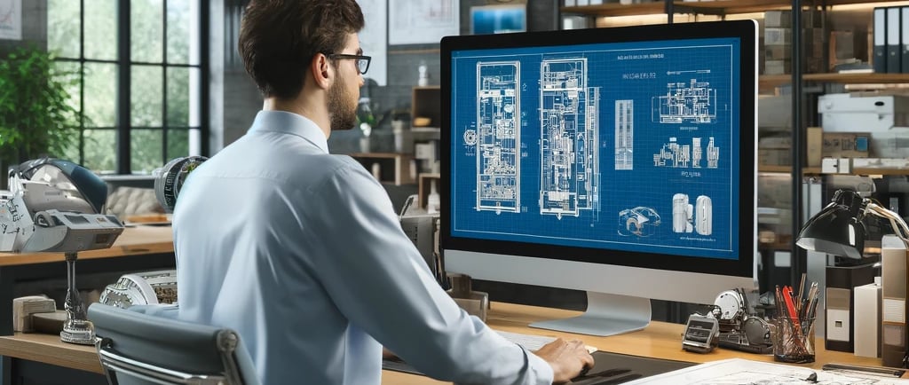engenheiro mecânico elaborando um projeto de climatização