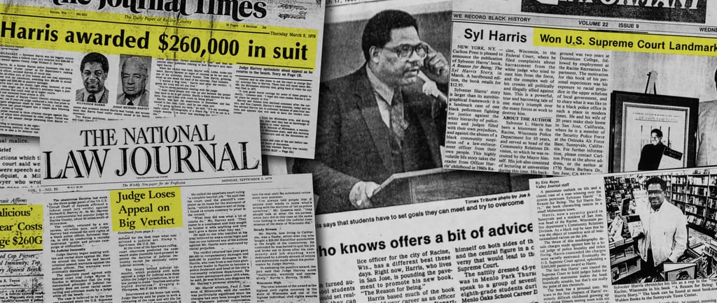 A collection of newspaper articles detailing the Harris v. Harvey 1979 case