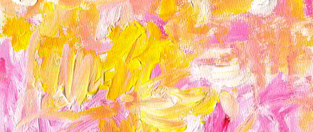 an abstract energy painting with lots of vibrant yellow and pink  hues