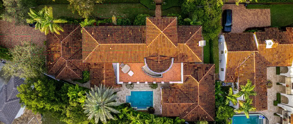 top down view of a coastal home