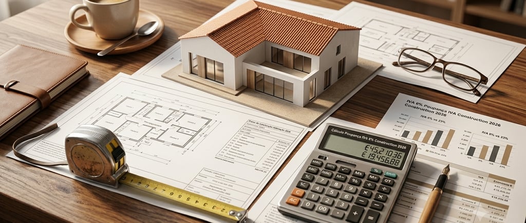 Cálculo poupança IVA 6% construção habitação 2026 — análise financeira